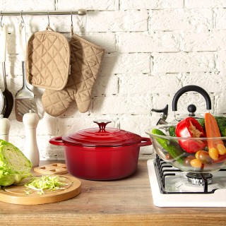 Red Enamel Kitchen Soup Pot