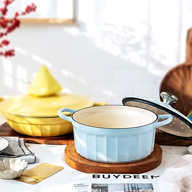 Solid Color Enamel Cast Iron Soup Pot