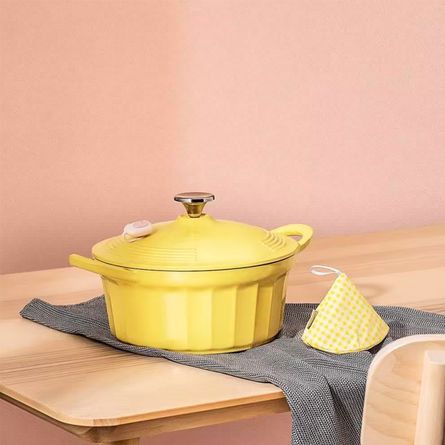 Solid Color Enamel Cast Iron Soup Pot