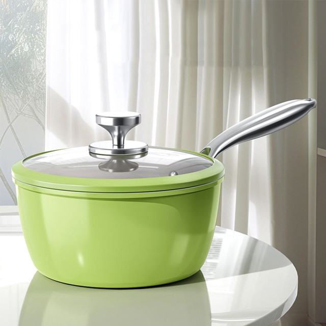 Green Flat Bottomed Soup Pot