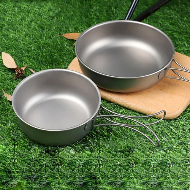 Pure Titanium Portable Flat Bottomed Soup Pot