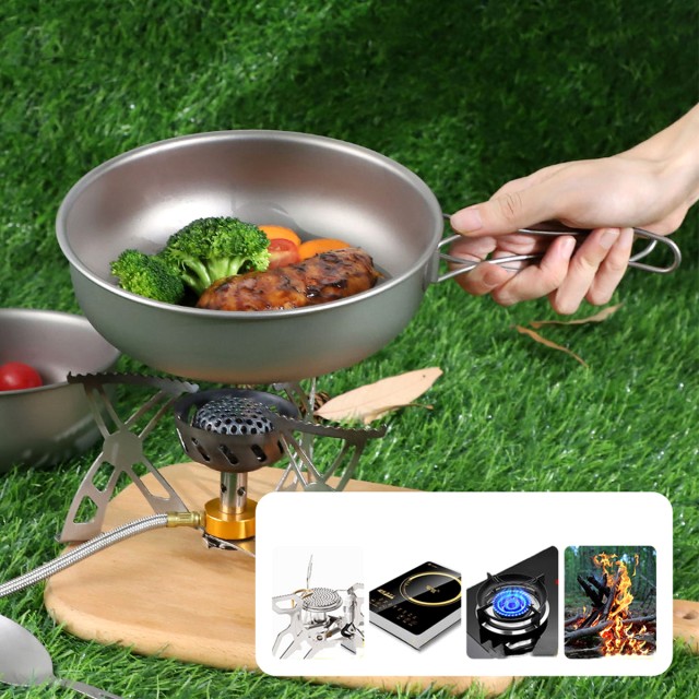 Pure Titanium Portable Flat Bottomed Soup Pot