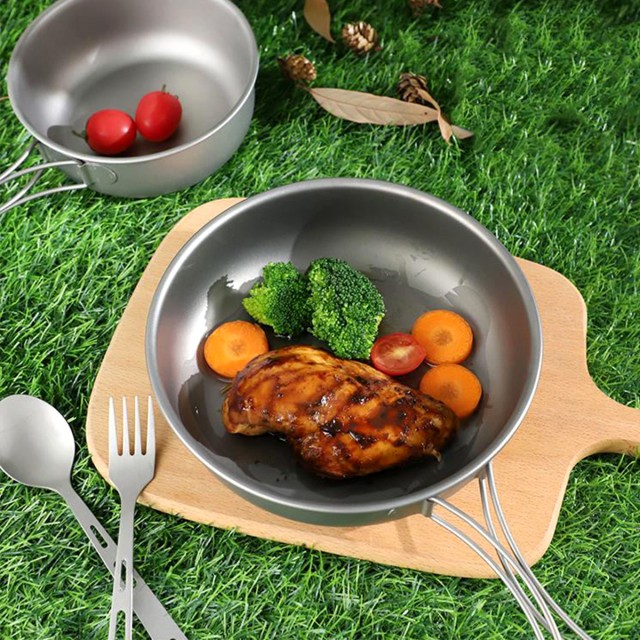 Pure Titanium Portable Flat Bottomed Soup Pot