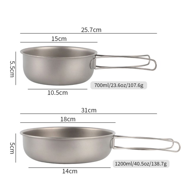Pure Titanium Portable Flat Bottomed Soup Pot