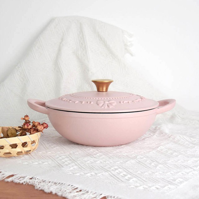 Pink Enamel Cast Iron Soup Pot