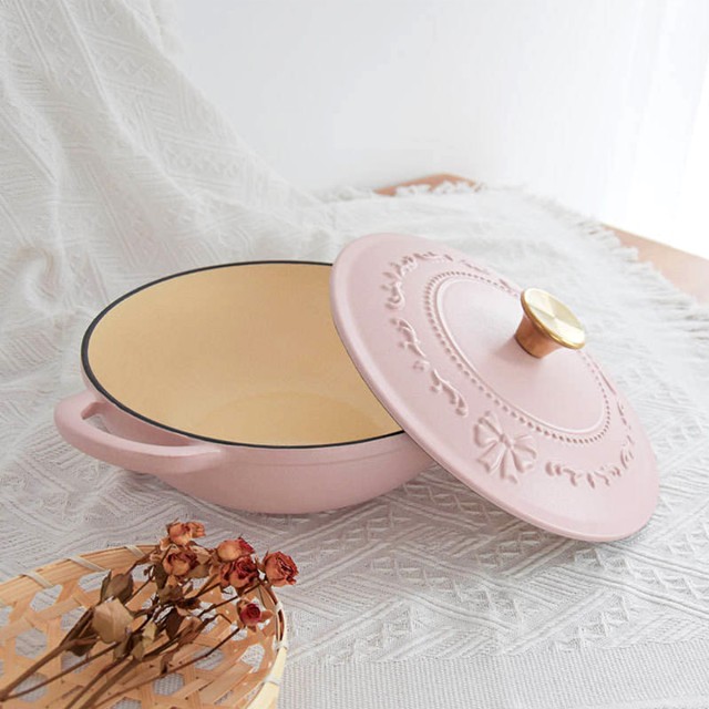 Pink Enamel Cast Iron Soup Pot