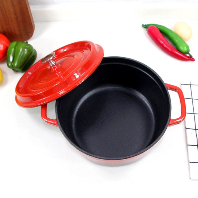 Red Cast Iron Enamel Soup Pot