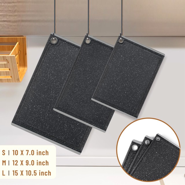 3 Piece Plastic Kitchen Cutting Board Set
