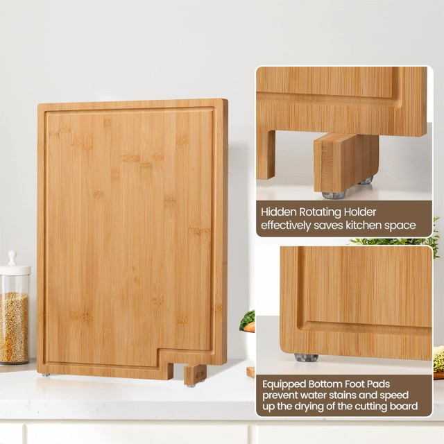 Bamboo Cutting Board with Swivel Stand