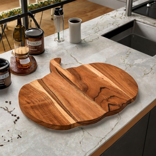 Pumpkin Shaped Wooden Cutting Board