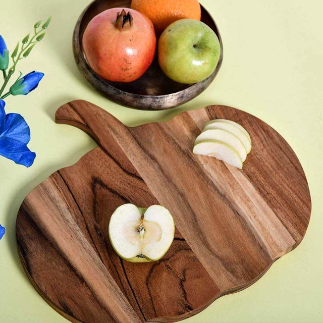 Pumpkin Shaped Wooden Cutting Board